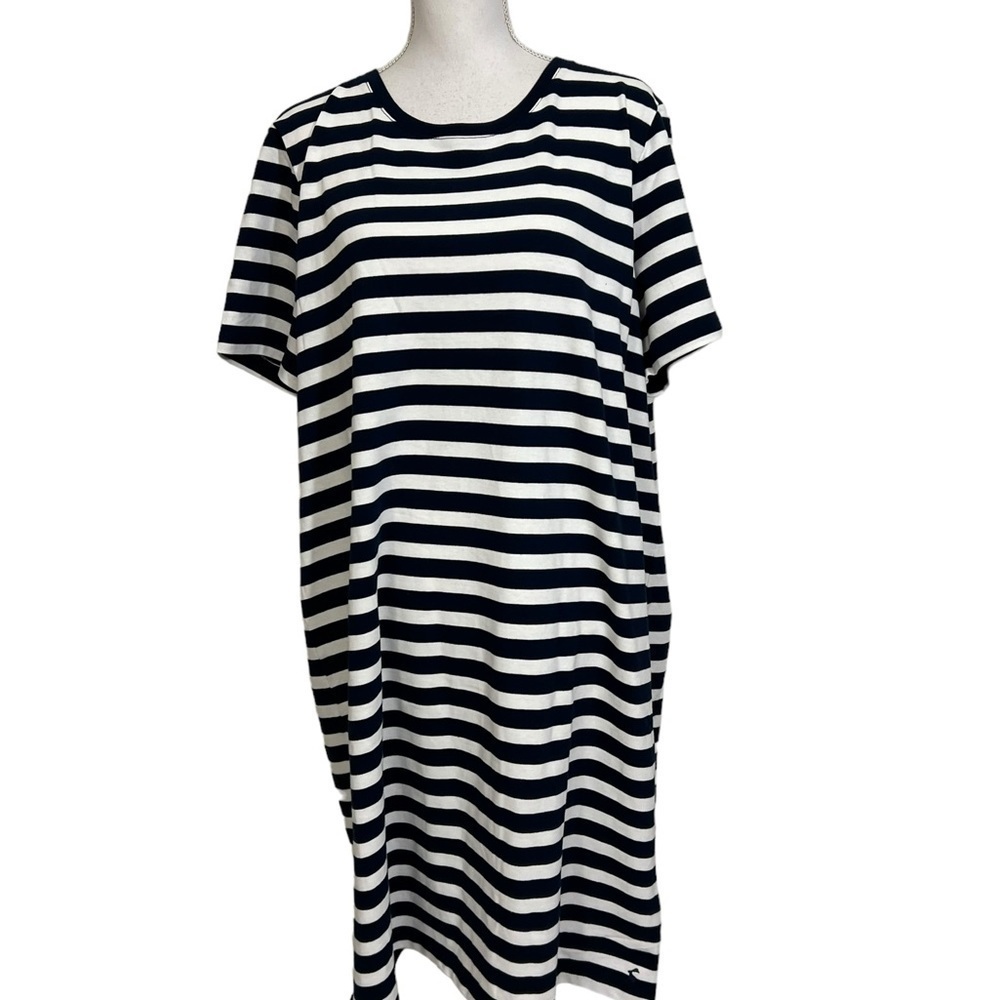 Joules Liberty Dress Navy White Stripe Cotton Jersey New UK 18 US 14